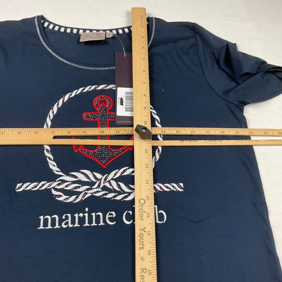 Dantelle Marine Club Nautical Graphic T-Shirt Rhinestone Anchor Blue L Tee NWT - Picture 7 of 10